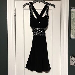 Adrianna Papell Black Cocktail Dress Beaded Small